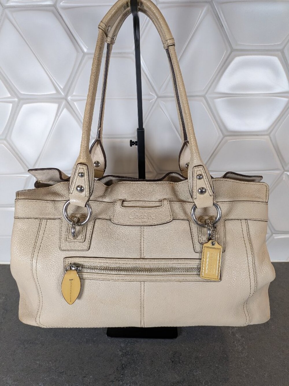 Coach Penelope Ivory Pebbled Leather Satchel Shoulder Bag F14686 Vintage Y2K